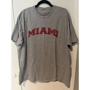 Miami University RedHawks College Cotton Mens Size 3x Tee T-Shirt Gray Red